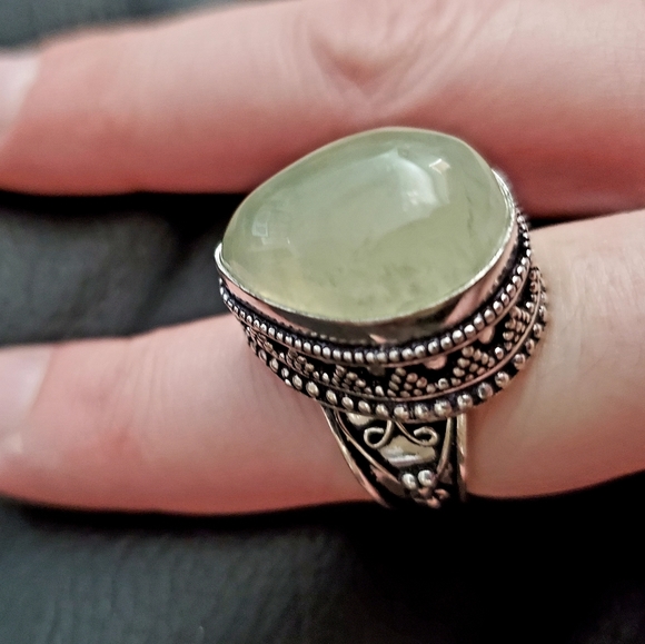 New Moss Prehnite 925 Silver Ring. - Picture 9 of 12